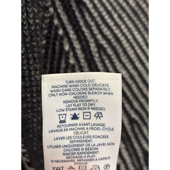 Lands' End Women's Cotton Drifter Black‎ Gray Open Cardigan Sweater Size Small - Picture 4 of 6